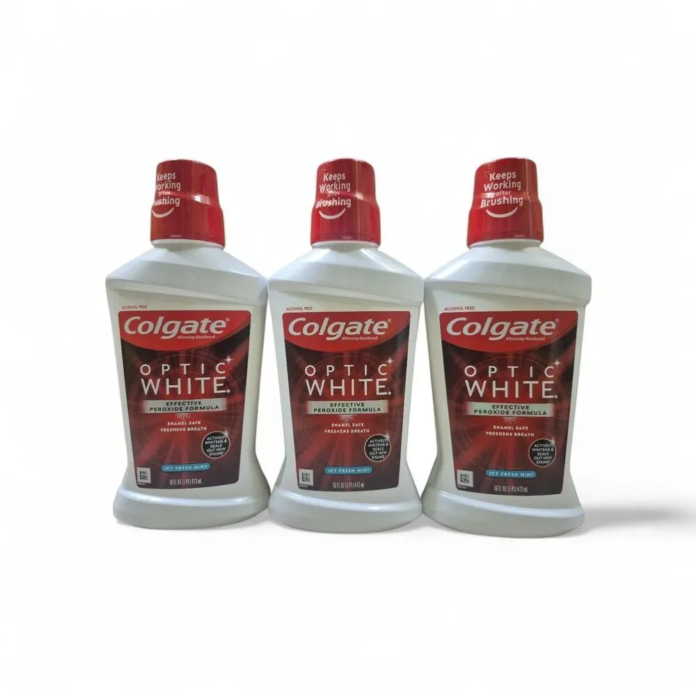 Colgate Optic White Mouthwash Effective Peroxide Formula Icy Fresh Mint 16 OZ